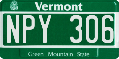 VT license plate NPY306