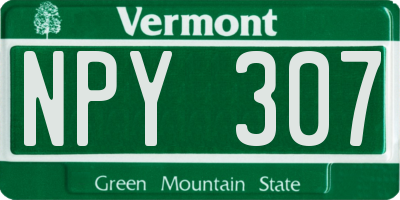 VT license plate NPY307