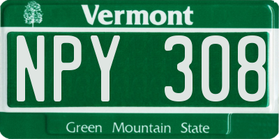 VT license plate NPY308