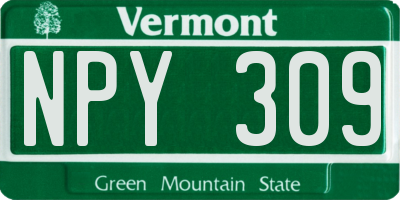 VT license plate NPY309