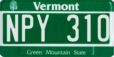 VT license plate NPY310