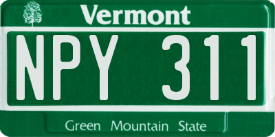 VT license plate NPY311