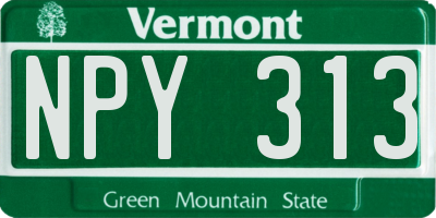 VT license plate NPY313