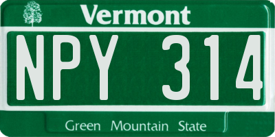 VT license plate NPY314