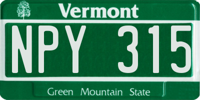 VT license plate NPY315