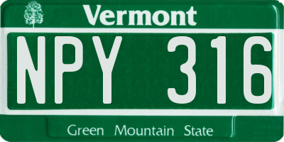 VT license plate NPY316
