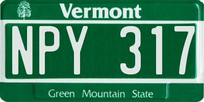 VT license plate NPY317