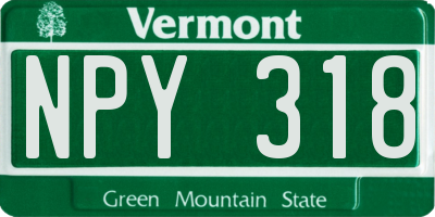 VT license plate NPY318
