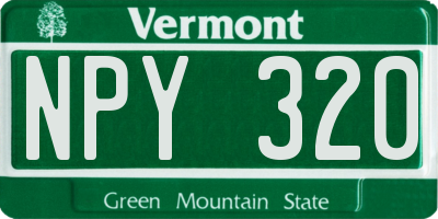 VT license plate NPY320