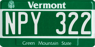 VT license plate NPY322