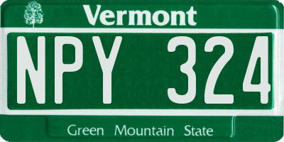 VT license plate NPY324