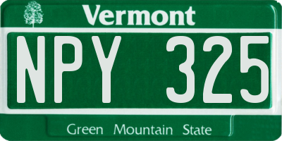 VT license plate NPY325