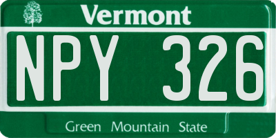 VT license plate NPY326