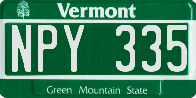 VT license plate NPY335