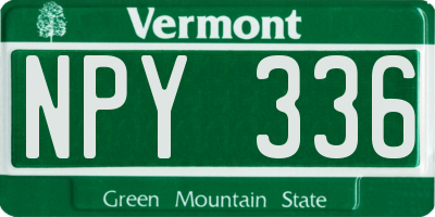 VT license plate NPY336