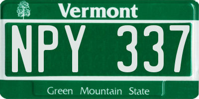 VT license plate NPY337