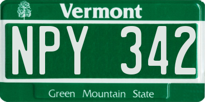 VT license plate NPY342