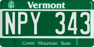VT license plate NPY343