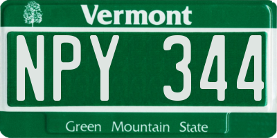 VT license plate NPY344