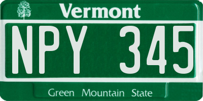 VT license plate NPY345