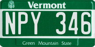 VT license plate NPY346