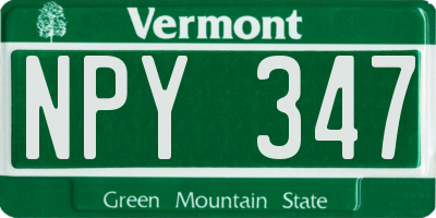 VT license plate NPY347