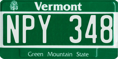 VT license plate NPY348