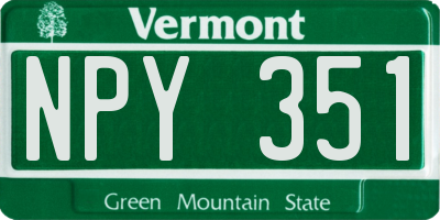 VT license plate NPY351