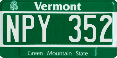 VT license plate NPY352