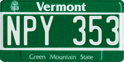 VT license plate NPY353