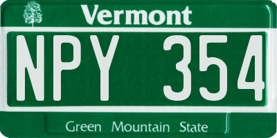 VT license plate NPY354
