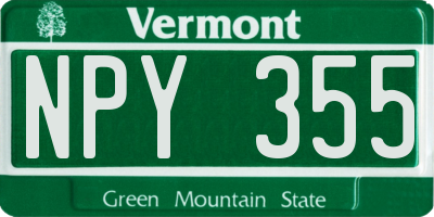 VT license plate NPY355