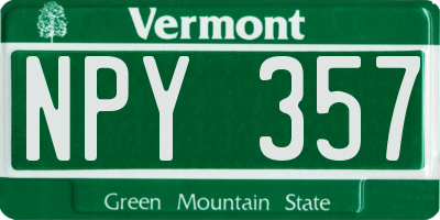 VT license plate NPY357