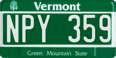 VT license plate NPY359
