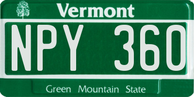VT license plate NPY360
