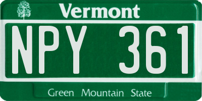 VT license plate NPY361