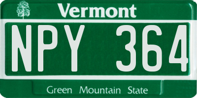 VT license plate NPY364