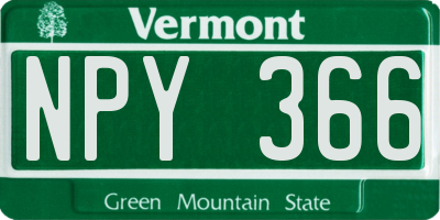VT license plate NPY366