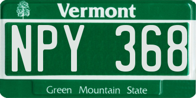 VT license plate NPY368