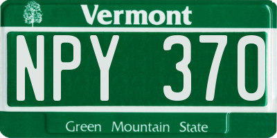 VT license plate NPY370