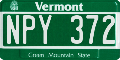 VT license plate NPY372