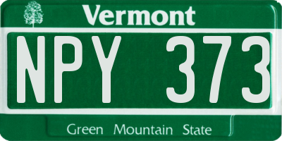 VT license plate NPY373