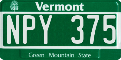 VT license plate NPY375