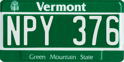 VT license plate NPY376
