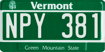 VT license plate NPY381