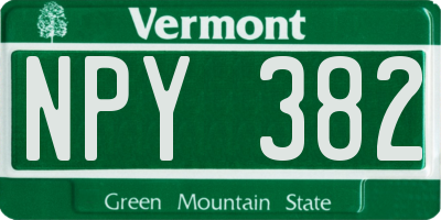 VT license plate NPY382