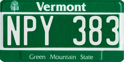 VT license plate NPY383