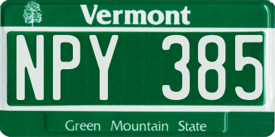 VT license plate NPY385
