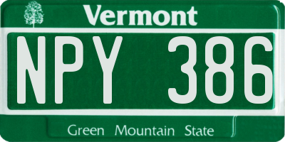 VT license plate NPY386