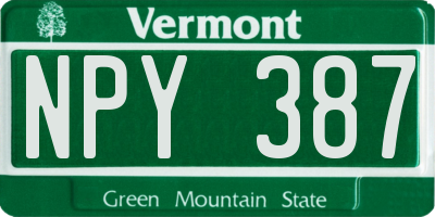VT license plate NPY387